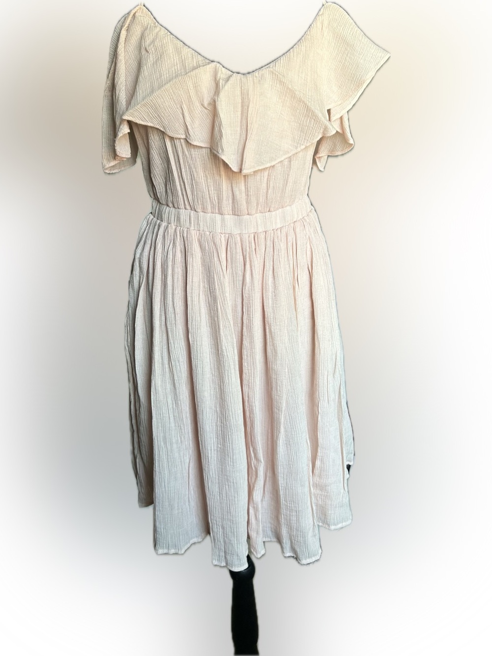 Guess Off-Shoulder Pleated Maxi Skirt in Light Pink